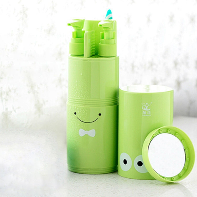 Kreativer 5-in-1 Tragbarer Gurgelbecher Shampoo-Nachfüllflasche Kamm Schminkspiegel Reise-Waschsets, Standard-Sets, 5-in-1