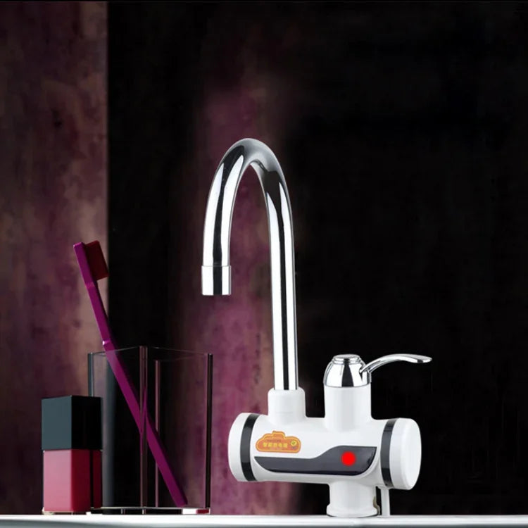 Elektrischer Warmwasserhahn mit 3s-Schnellheizung und drehbarem Auslauf und Kontrollleuchte, 220V, Größe: L, Kontrollleuchte / Größe: L