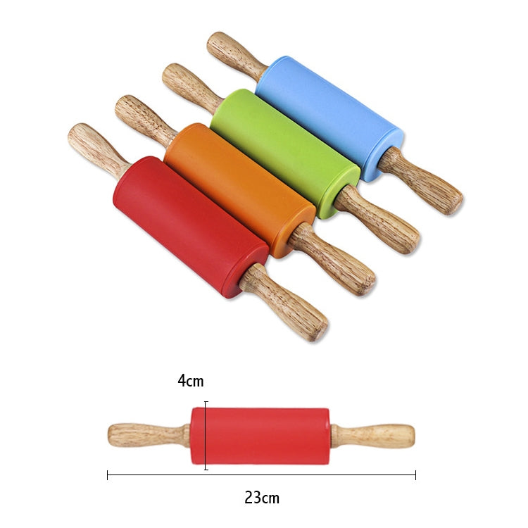 kn055 Silikon-Nudelholz mit massivem Holzgriff, antihaftbeschichtet, zum Herstellen von Teigtaschen, Länge: 23cm, zufällige Farblieferung, 23cm