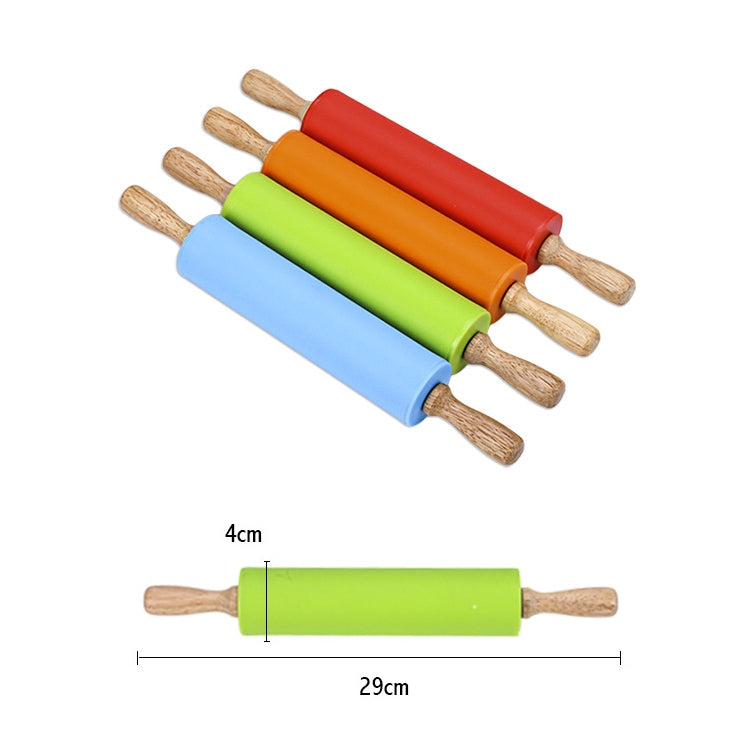 kn055 Backrolle aus massivem Holzgriff mit Silikon, antihaftbeschichtet, für Teig und Knödel, Länge: 29 cm, zufällige Farblieferung, 29 cm