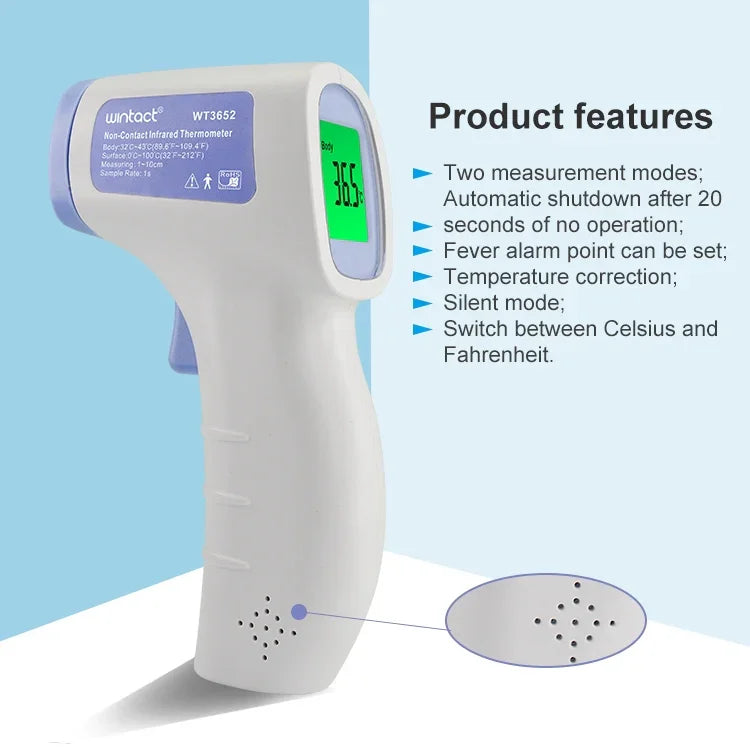 Wintact WT3652 Berührungsloses Infrarot-Thermometer Temperaturmessgerät, WT3652
