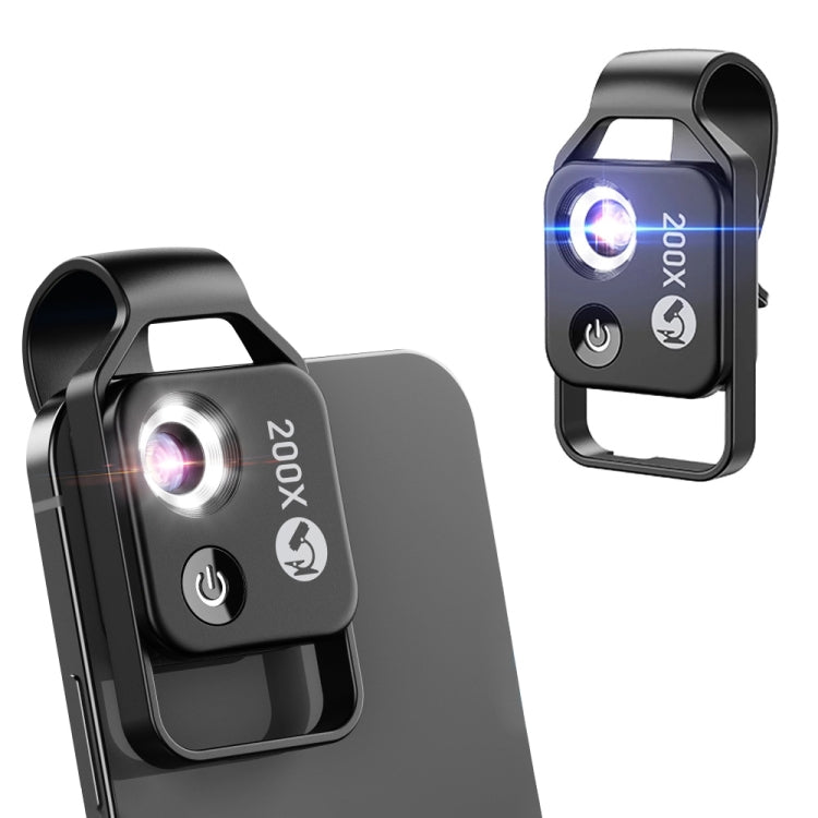 APEXEL APL-MS002BK 200X HD Universales Tragbares Handy-Mikroskop mit LED-Licht, APL-MS002BK