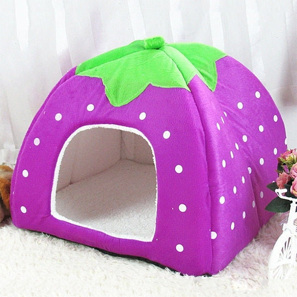 Erdbeerförmiges, faltbares kurzes Plüsch-Haustierhaus/-nest, Größe: M, Rot, Größe M, Pink, Größe M, Blau, Größe M, Lila, Größe M