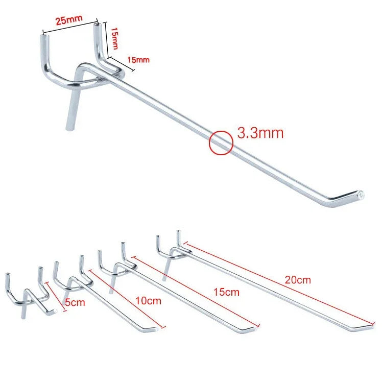 10 Stück Lochplatten für Supermarkt-Bekleidungsgeschäfte, Lochabstand: 2,5 cm, Länge: 15 cm, Drahtdurchmesser: 3,3 mm, Länge: 15 cm
