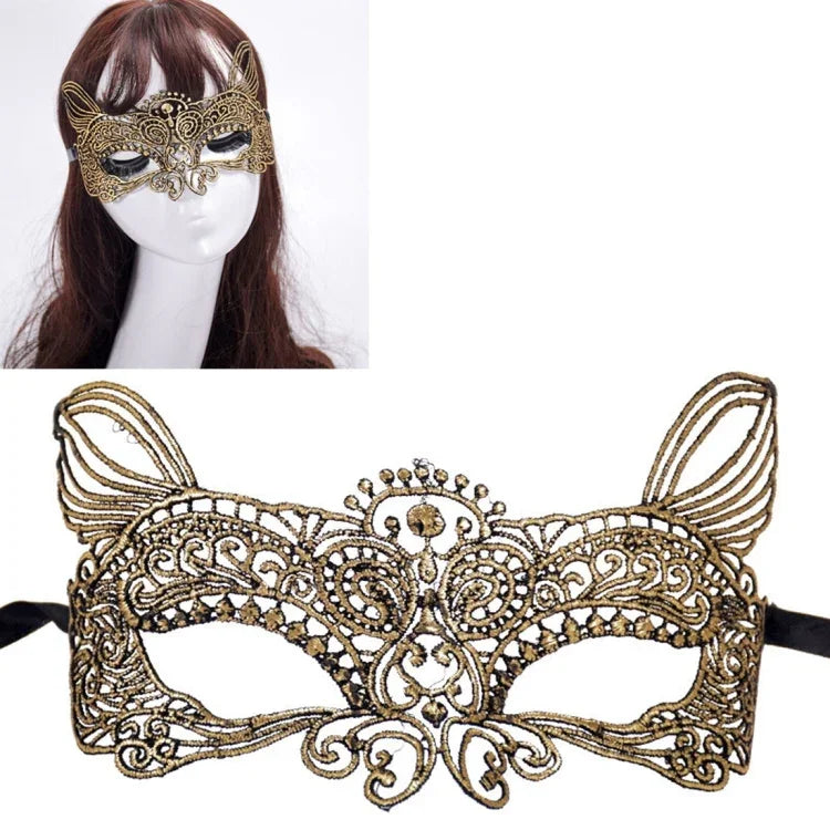 Halloween Maskenball Tanz Sexy Lady Bronzing Spitze Katzenkönig-Maske, Bronzing Katzenkönig