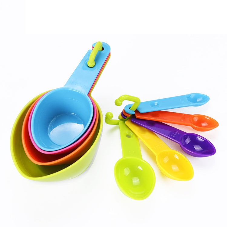 kn7600 9-in-1 Buntes Spitzes Plastik Messlöffel Messbecher Backwerkzeug-Set, 9-teiliges Set