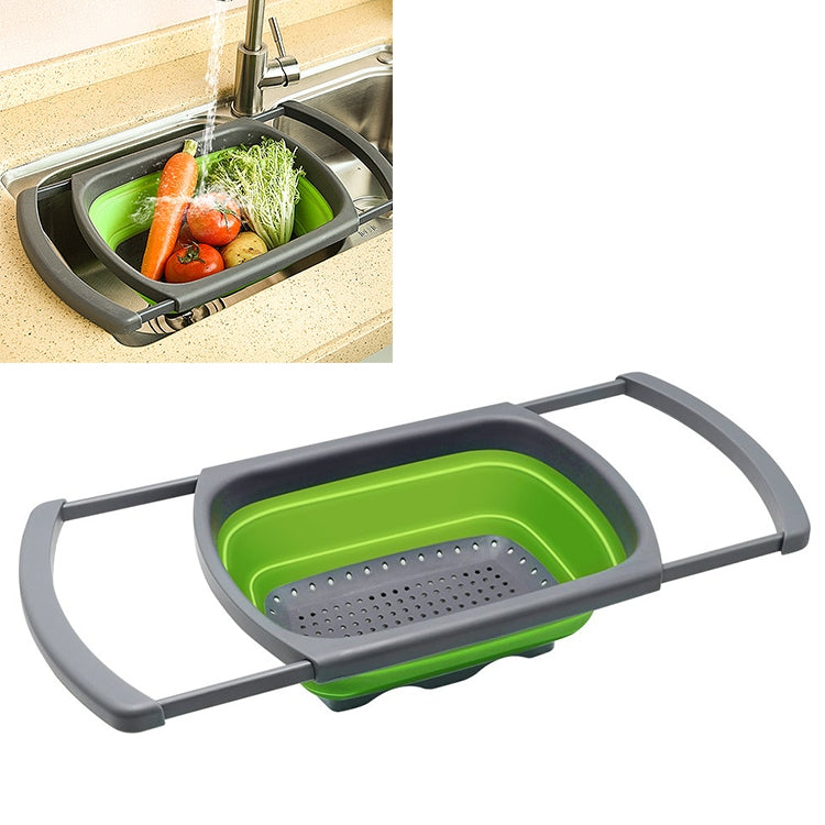 kn003 Haushaltskorb mit ausziehbarer Obst- und Gemüsesiebfunktion, grün, rot