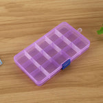 Removable Grid Plastic 15 Slots Box Organizer for Jewelry Earring Fishing Hook Small Accessories, 15 Slots (White+Pink), 15 Slots (Purple+Blue), 15 Slots (Baby Blue+Blue), 15 Slots (White+Blue)