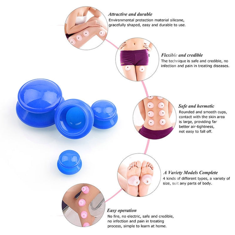 4 Tassen / Set Gesundheitsvorsorge Körpermassage Schröpftherapie Anti-Cellulite Silikon Vakuum Schröpfgläser