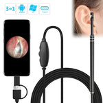 i96 3-in-1 USB Ohr-Endoskop Inspektions HD 0,3MP Kamera Visuelle Ohrenschmalzentfernung für OTG Android Handys & PC & MacBook, 1,85m Kabellänge, 3-in-1 Schwarz 0,3MP