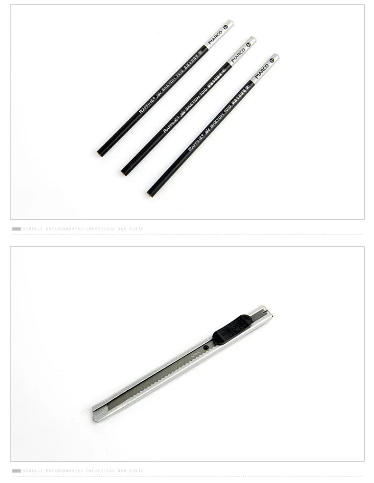 Skizzierwerkzeuge für Anfänger (18 Skizzierstifte + Zeichenkohle + Radiergummis + Stiftevorhang + Kunstmesser) Skizzier-Set, Skizzier-Set