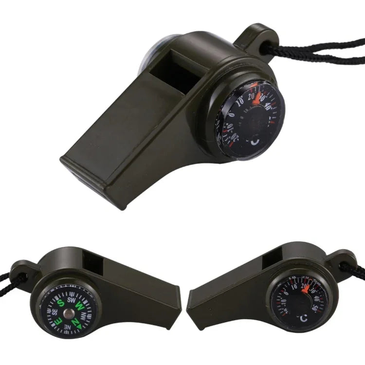 3-in-1 Outdoor Mini-Multifunktions-Tragetasche Überlebenspfeife Kompass Thermometer, H3-1