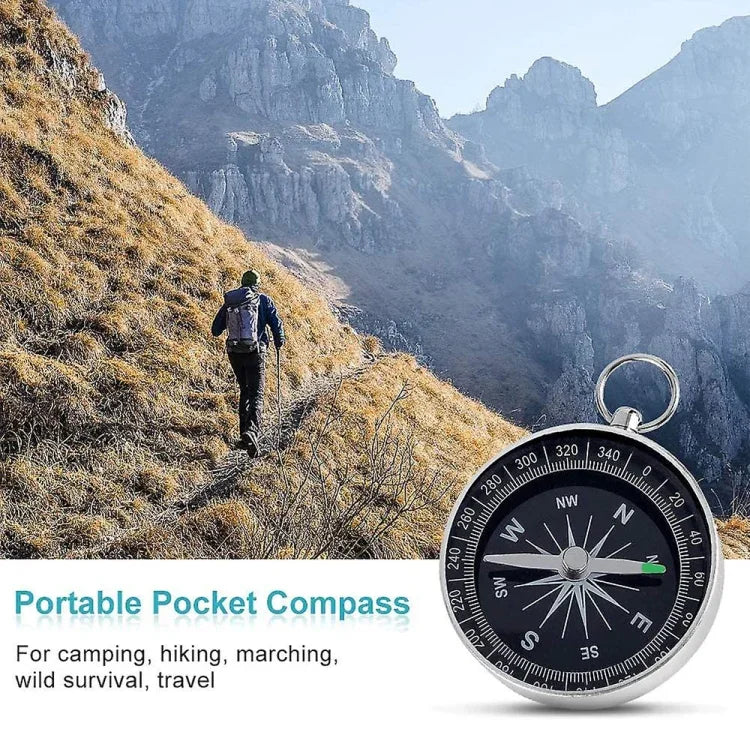 Outdoor Sport Camping Wandern Zeiger Führer Aluminiumlegierung Kompass Wanderer Navigation mit Schlüsselanhänger, zufällige Farblieferung, G44-2