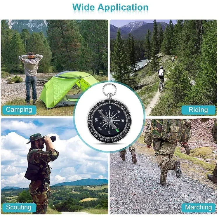 Outdoor Sport Camping Wandern Zeiger Führer Aluminiumlegierung Kompass Wanderer Navigation mit Schlüsselanhänger, zufällige Farblieferung, G44-2