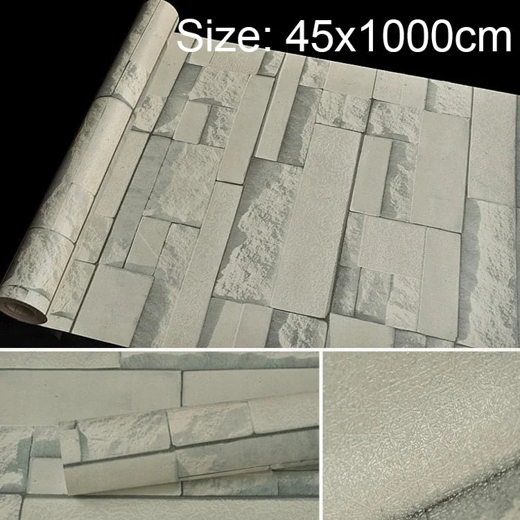 Qingyun Stone Kreative 3D-Stein-Ziegel-Dekoration Tapetenaufkleber Schlafzimmer Wohnzimmer Wand Wasserdichte Tapetenrolle, Größe: 45 x 1000 cm, Qingyun Stone