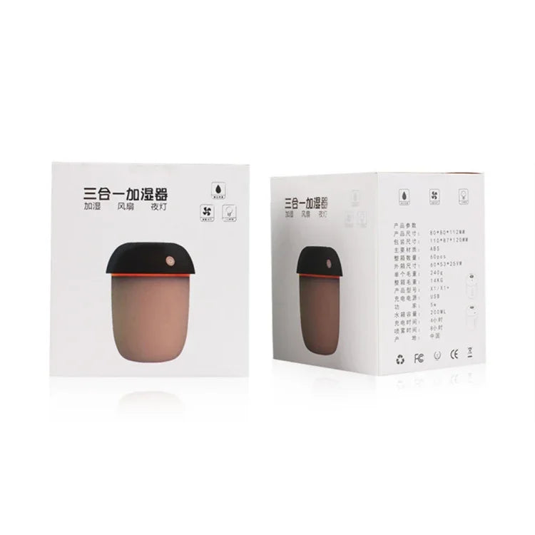 3-in-1 Multifunktions-Luftbefeuchter in Pilzform mit USB-Ladefunktion, Ultraschall-Aromatherapie, Kaltnebel und erweitertem USB-Anschluss