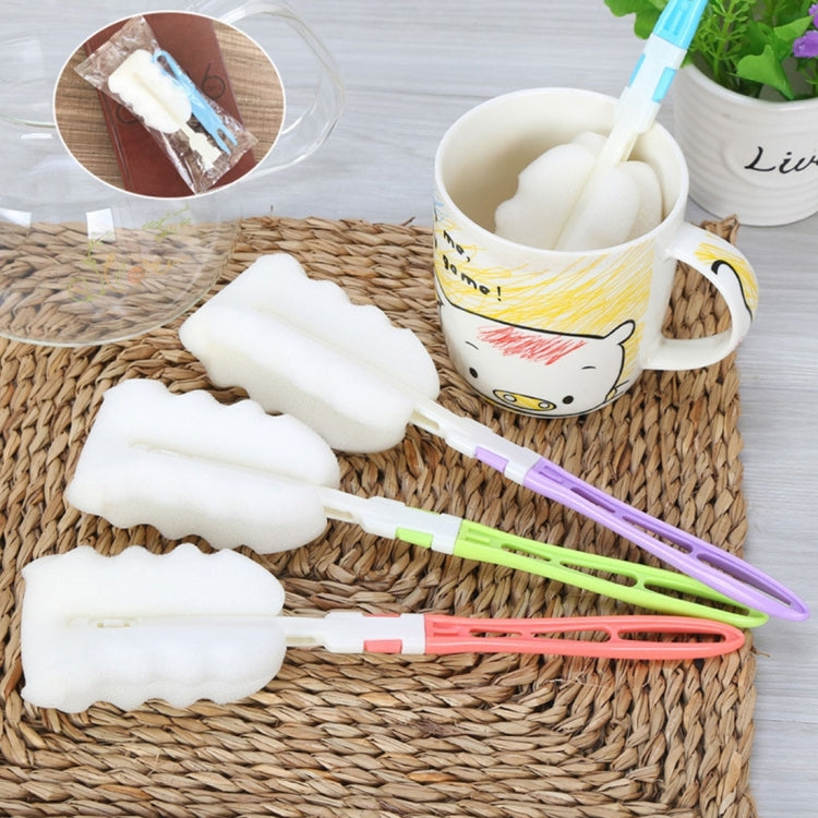 10 Stück abnehmbare Griffschwamm-Reinigungsbürsten Spülbürste für Glasmilchflasche / Kaffeetasse / Glasbecher, Größe: 25.5x6cm, zufällige Farbauswahl, Tassenbürste