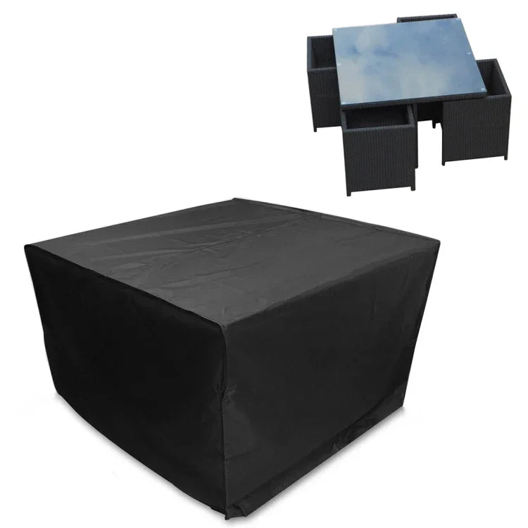 UV-beständige, wasserdichte und staubdichte Schutzhülle aus 210D Oxford-Gewebe für Klapptische und -stühle im Außenbereich, Größe: 123 x 123 x 74 cm (Schwarz), Größe: 123 x 123 x 74 cm