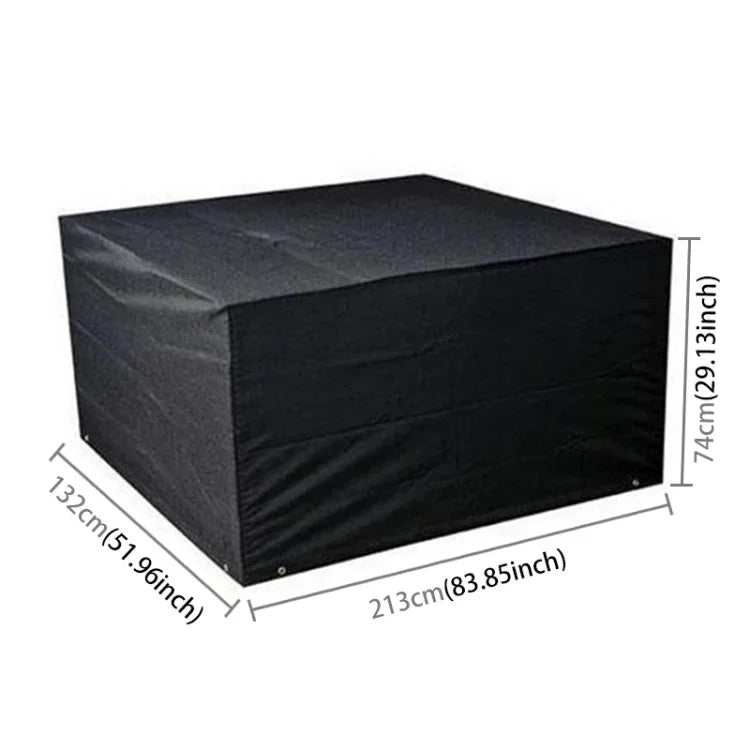 UV-beständige, wasserdichte und staubdichte Schutzhülle aus 210D Oxford-Gewebe für Klapptische und Stühle im Außenbereich, Größe: 213 x 132 x 74 cm (Schwarz), Größe: 213 x 132 x 74 cm