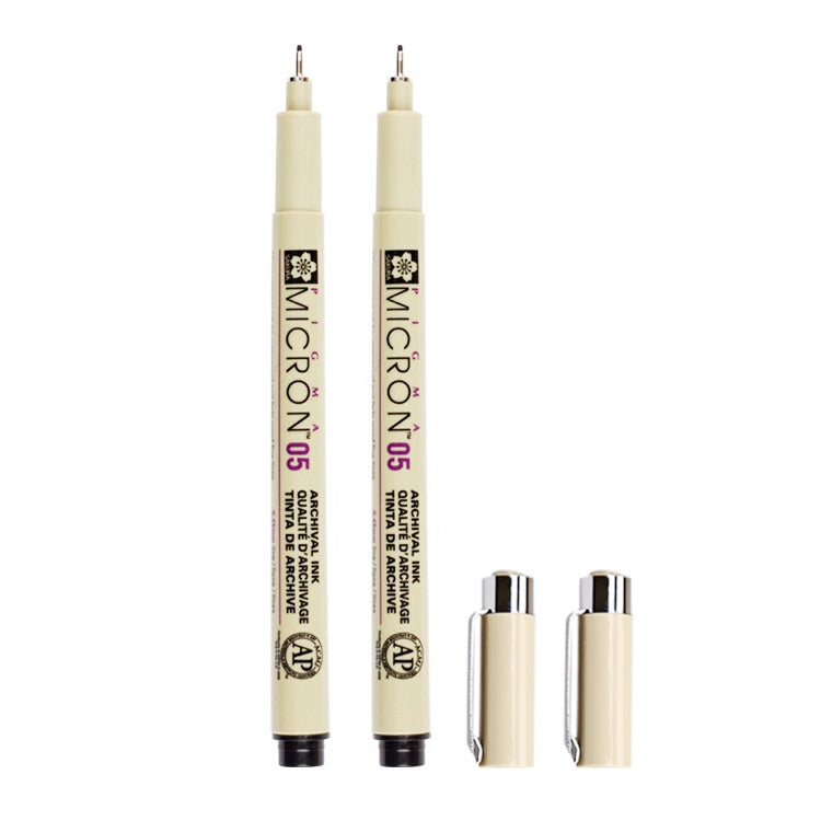 2 St. Archiv-Pigmenttusche Zeichen-Fineliner Stifte Feder Manga Micron Stift, 0,5 mm, 0,25 mm, 0,3 mm, 0,35 mm, 0,45 mm
