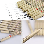 2 St. Archiv-Pigmenttusche Zeichen-Fineliner Stifte Feder Manga Micron Stift, 0,5 mm, 0,25 mm, 0,3 mm, 0,35 mm, 0,45 mm