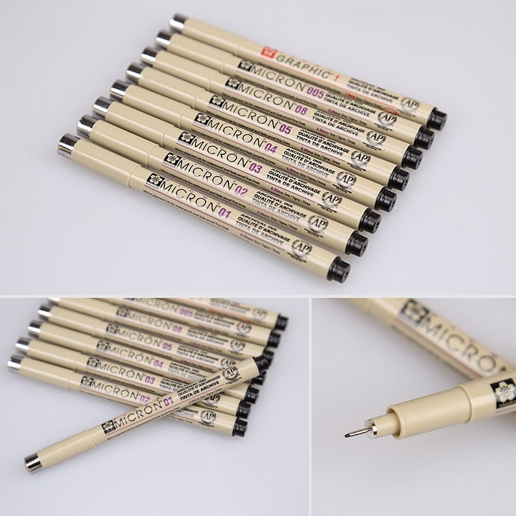 2 St. Archiv-Pigmenttusche Zeichen-Fineliner Stifte Feder Manga Micron Stift, 0,5 mm, 0,25 mm, 0,3 mm, 0,35 mm, 0,45 mm