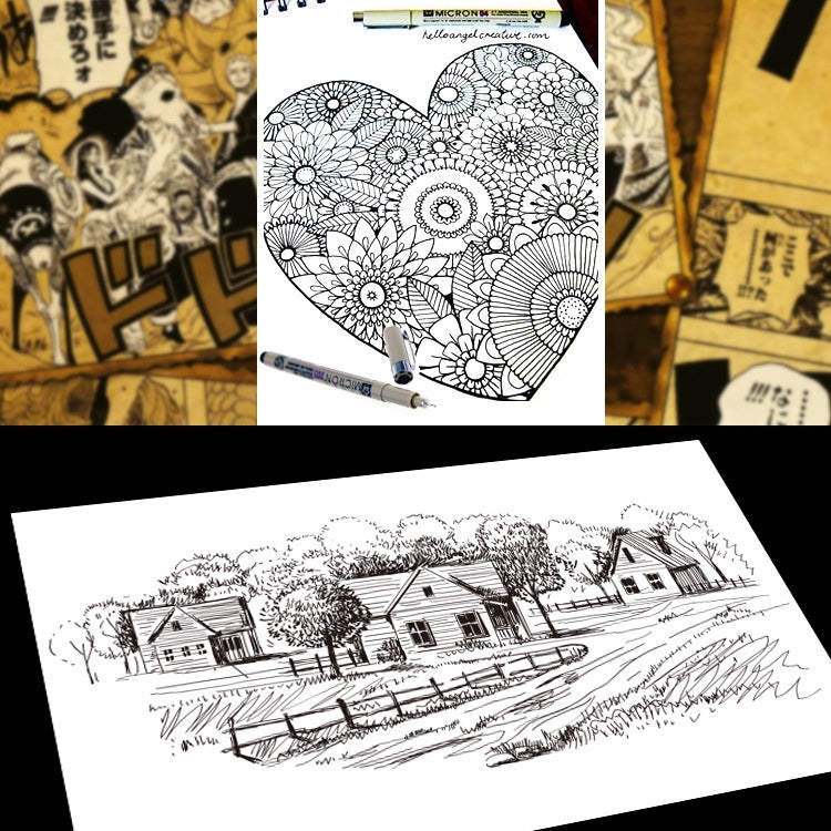 2 St. Archiv-Pigmenttusche Zeichen-Fineliner Stifte Feder Manga Micron Stift, 0,5 mm, 0,25 mm, 0,3 mm, 0,35 mm, 0,45 mm