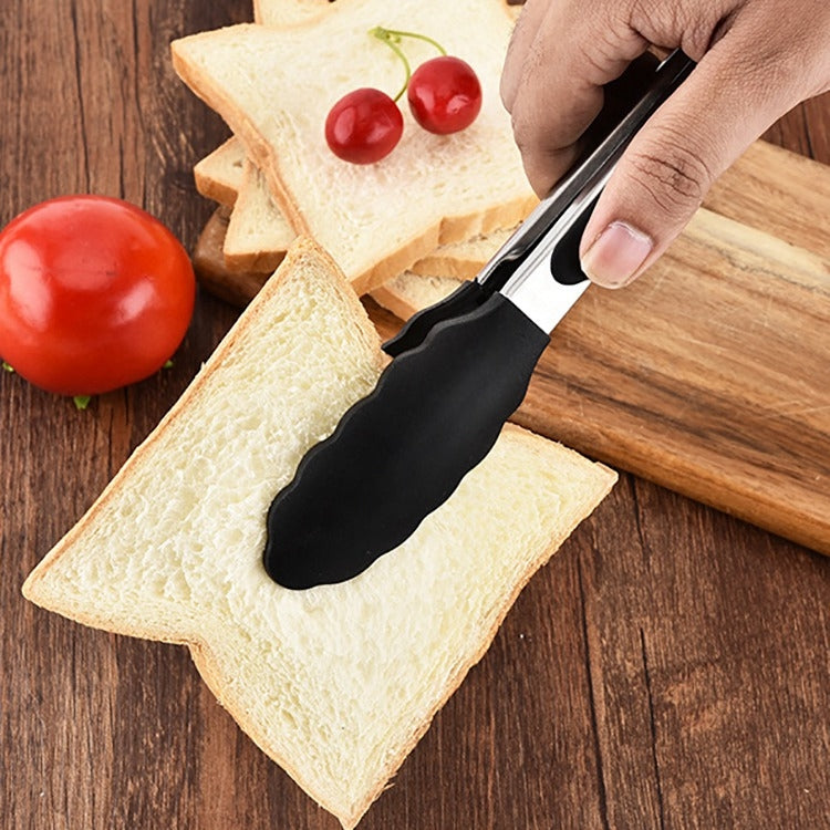 12 Zoll Silikon-Anti-Rutsch-Speise-Brot-Grillzange BBQ Clip Zange Küchenwerkzeuge, 12 Zoll Schwarz, 12 Zoll Rot