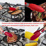 12 Zoll Silikon-Anti-Rutsch-Speise-Brot-Grillzange BBQ Clip Zange Küchenwerkzeuge, 12 Zoll Schwarz, 12 Zoll Rot