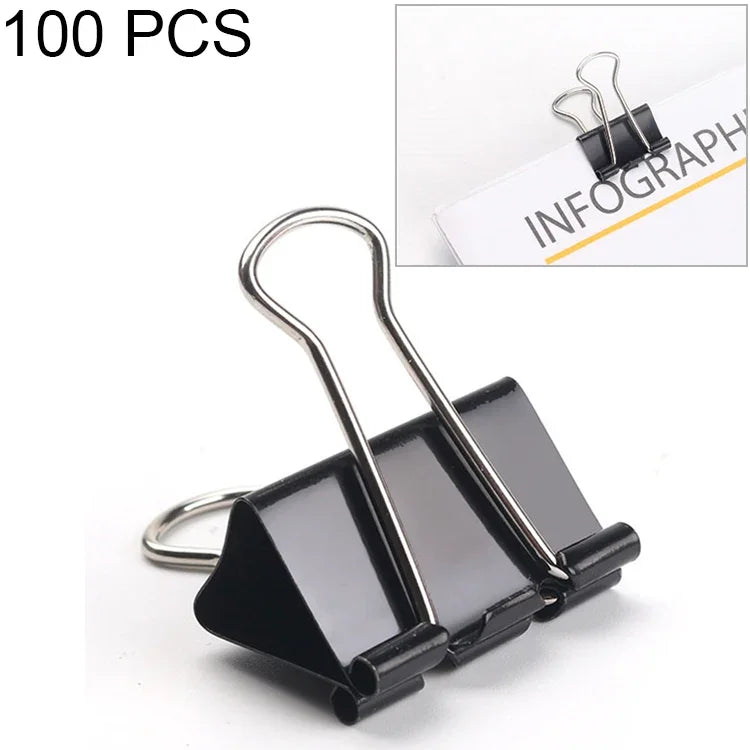 100 STÜCK 19mm Schwarz Metall Klammer Notizen Brief Büroklammer, 100 STÜCK / 19mm