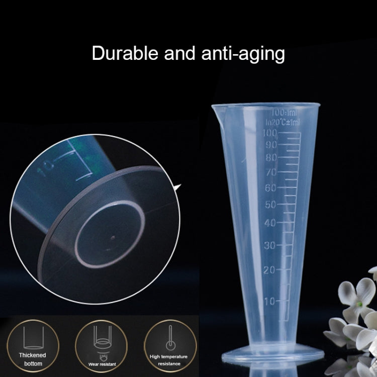 10 STÜCK 100ml lebensmittelechte PP-Kunststoff-Flasche Digitaler konischer Messbecher Zylinder Skala Messglas Laborgeräte, 100ml