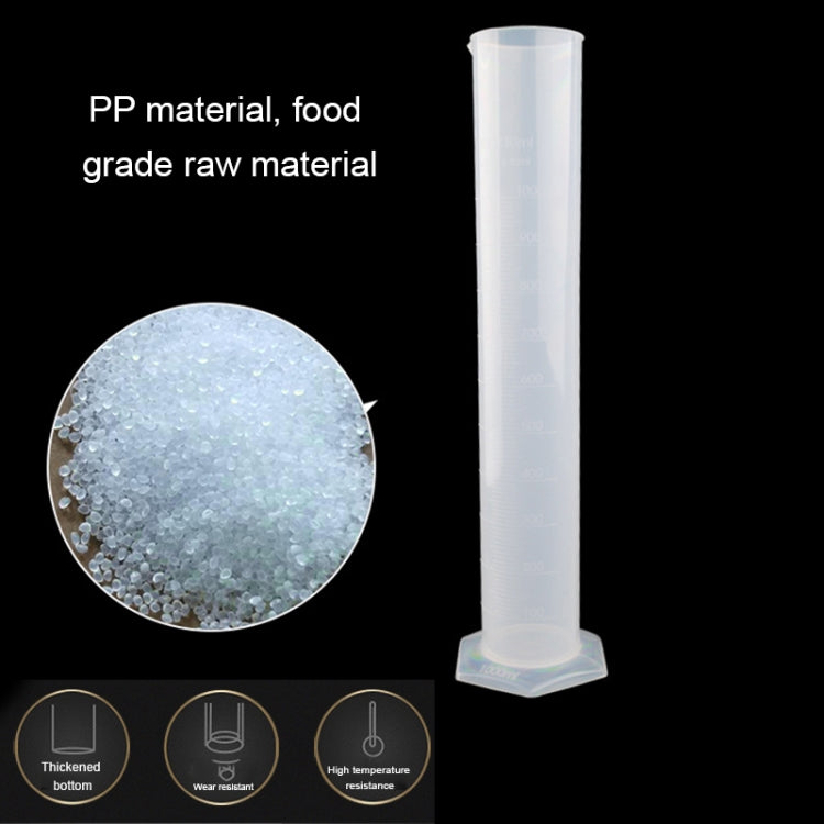 1000ml PP-Kunststoff-Messzylinder mit Ausgießer, Graduierung und hexagonalem Fuß, 1000ml