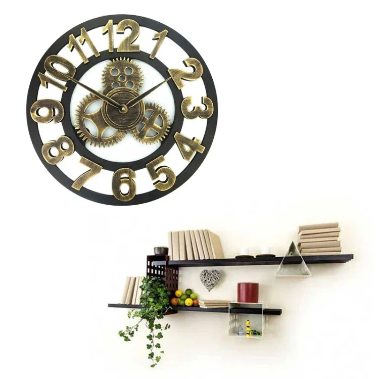 Retro hölzerne runde einseitige Zahnraduhr Wanduhr, Durchmesser: 50 cm, Zahl 50 cm