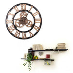 Retro Holz Runde einseitige Zahnraduhr Römische Ziffer Wanduhr, Durchmesser: 58 cm, Römische Ziffer 58 cm
