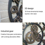 Retro Wooden Round Single-sided Gear Clock Rome Number Wall Clock, Diameter: 80cm, Rome Number 80cm, Rome Number 80cm (Gold)