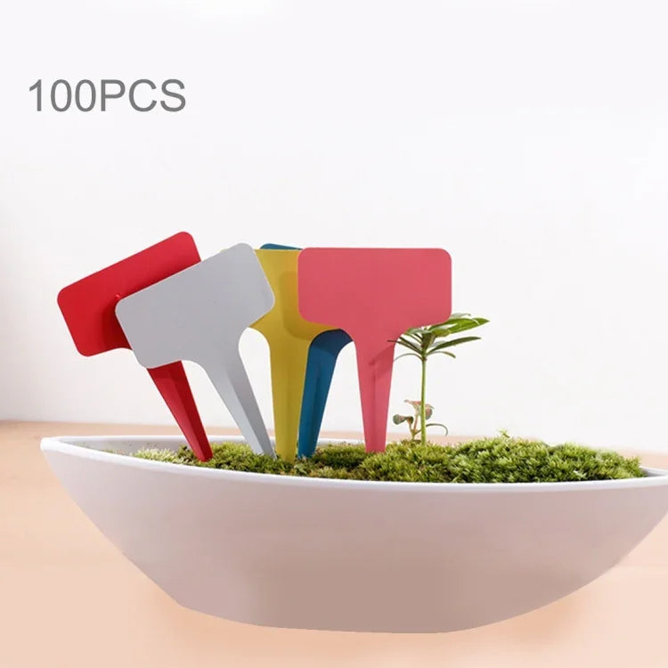 100PCS Blumenetikett Gartenetikett T-Typ-Etikett Einsatzetikett Topf-Etikett, Zufällige Farbauswahl, Pflanzenetikett 4