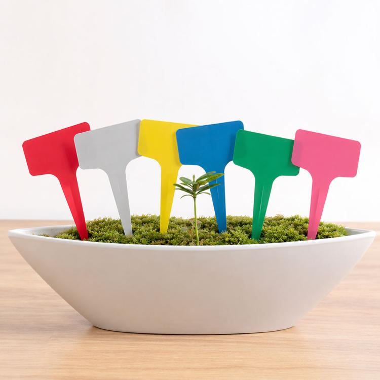 100PCS Blumenetikett Gartenetikett T-Typ-Etikett Einsatzetikett Topf-Etikett, Zufällige Farbauswahl, Pflanzenetikett 4