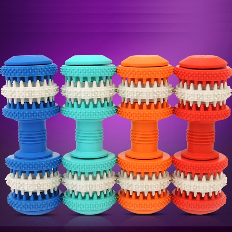 Hundespielzeug für die Zahnreinigung von Haustieren, aus ungiftigem Weichgummi, in Hantelform, groß, Länge: 15 cm, 15 cm (Rot), 15 cm (Babyblau), 15 cm (Orange), 15 cm (Blau)