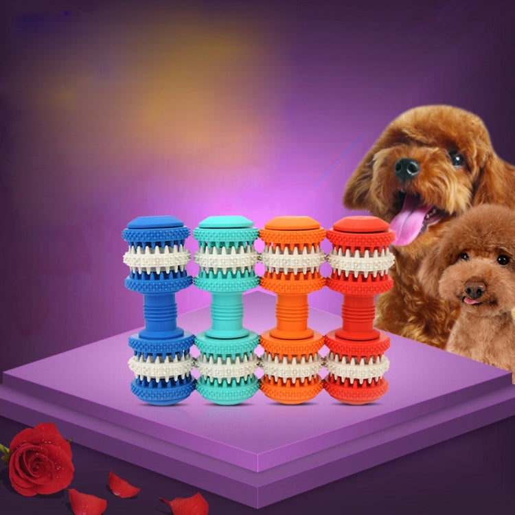 Hundespielzeug für die Zahnreinigung von Haustieren, aus ungiftigem Weichgummi, in Hantelform, groß, Länge: 15 cm, 15 cm (Rot), 15 cm (Babyblau), 15 cm (Orange), 15 cm (Blau)