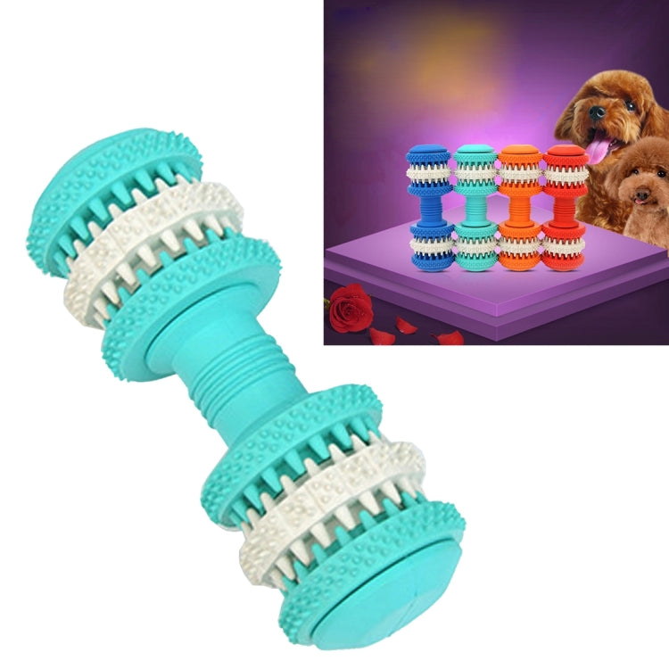 Hundespielzeug für die Zahnreinigung von Haustieren, aus ungiftigem Weichgummi, in Hantelform, groß, Länge: 15 cm, 15 cm (Rot), 15 cm (Babyblau), 15 cm (Orange), 15 cm (Blau)