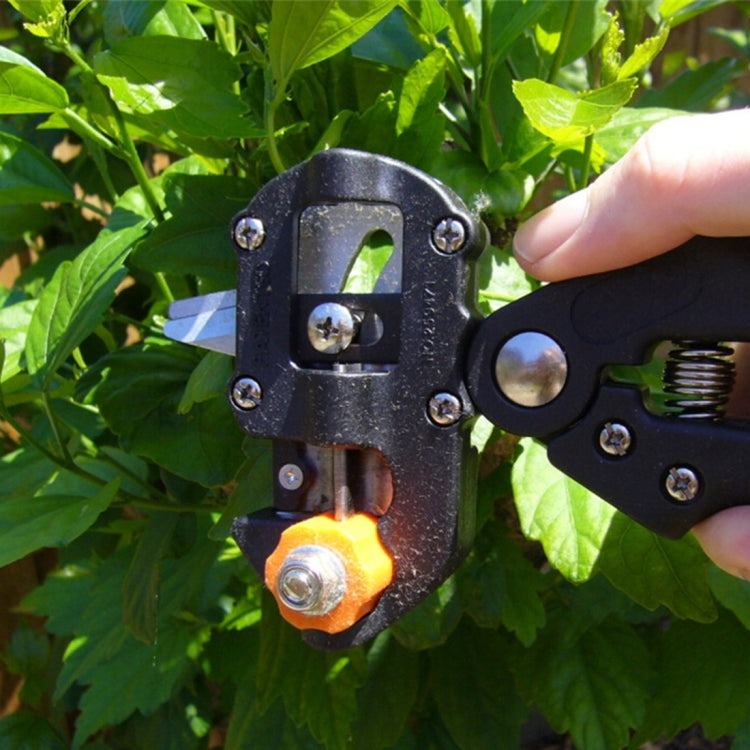 Professionelles Veredelungswerkzeug-Set, Gartenschere, Veredelungsmaschine für Sämlinge, Veredelungsvorrichtung mit drei Klingen, einem Kreuzmesser, einem Schraubenschlüssel, Schwarz