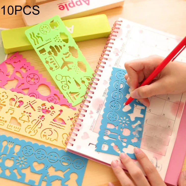 10 PCS Kreative Süßigkeitenfarben Zeichenlineal Speed Sketchpad Kunst Lineal Schablone, zufällige Farblieferung, Speed Sketchpad
