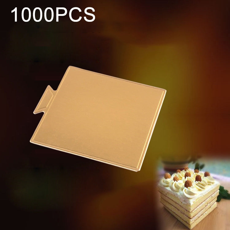 100 Stück kleine quadratische Kuchenpappe, dick, steif, gold, Kuchenmousse-Matte, kleines Quadrat