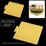 100 Stück kleine quadratische Kuchenpappe, dick, steif, gold, Kuchenmousse-Matte, kleines Quadrat