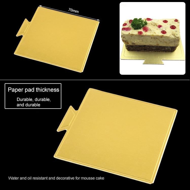 100 Stück kleine quadratische Kuchenpappe, dick, steif, gold, Kuchenmousse-Matte, kleines Quadrat