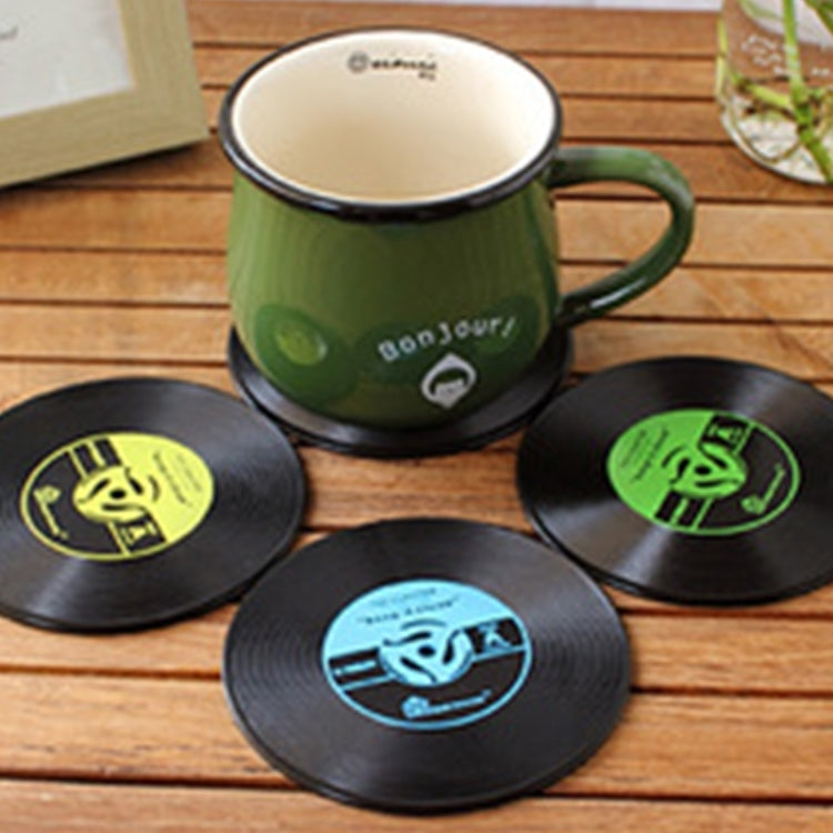 4 STÜCK Retro Schwarze Vinyl CD Schallplatten Untersetzer Zuhause Tisch Tassenunterlage Dekor Kaffeegetränk Tischset Geschirr Spinning, Durchmesser: 10cm, zufällige Farblieferung, 4 STÜCK Tassenunterlage