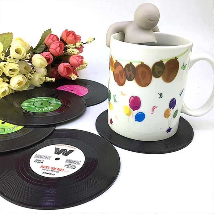 6 Stück/Set Retro Schwarz Vinyl CD Schallplatten Untersetzer Tischset Untersetzer Heimdeko, Durchmesser: 10,7 cm, 6 Stück Untersetzer