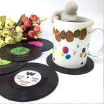 6 Stück/Set Retro Schwarz Vinyl CD Schallplatten Untersetzer Tischset Untersetzer Heimdeko, Durchmesser: 10,7 cm, 6 Stück Untersetzer
