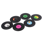 6 Stück/Set Retro Schwarz Vinyl CD Schallplatten Untersetzer Tischset Untersetzer Heimdeko, Durchmesser: 10,7 cm, 6 Stück Untersetzer