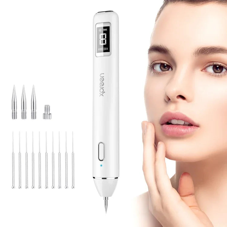 Xpreen XPRE061 professioneller Entferner für dunkle Flecken, Sommersprossen, Tätowierungen, aufladbarer Warzen- und Muttermalentferner, mit LED-Bildschirm und Spotlicht